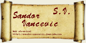 Šandor Vančević vizit kartica